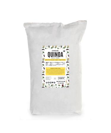 CEREAUSLY Organic White Quinoa in Bulk | Restaurants | Wholesale | Bolivian | Royal | NON-GMO | 25 Lbs