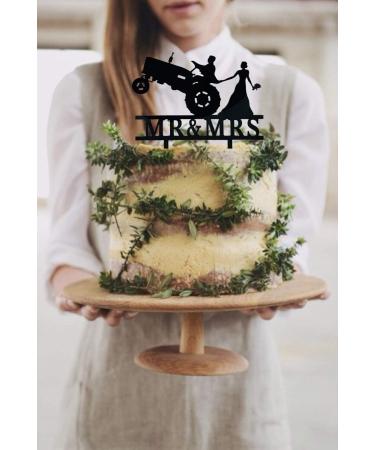 Mr & Mrs Wedding Cake Topper Farmer Southern Style Wedding Cake Topper Rustic Tractor Wedding Cake Topper Black Silhouette Cake Topper(Tractor) - Buy Online on GoSupps.com