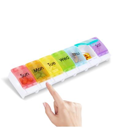 Weekly Pill Organizer and Planner Pill Case Box Design and Large Compartment Vitamins Cod Liver Oil Supplements and Medication