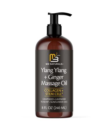 M3 Naturals Ylang Ylang and Ginger Massage Lotion Infused with Collagen Stem Cell and Natural Essential Oils Best Deep Tissue Massaging Therapy Relaxing Sore Muscle Joint Relief Anti-Cellulite Lotion