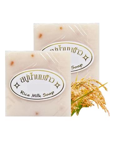 Jabon Aclarante De Arroz Thai Rice Soap Thai Rice Milk Soap jabon de arroz para aclarar la piel Jabon Blanqueador De Axilas Y Partes Intimas Jab n Blanqueador De Piel Whitening Soap (2PC)