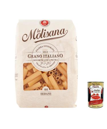 Italian Gourmet E.R. La Molisana Sedani N. 44 Pasta Lenta Lavorazione Lot de 5 p tes base de semoule de bl dur 500 g + Polpa Italian Gourmet Polpa 400 g