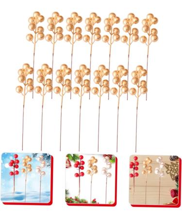 HOMSFOU 20pcs Christmas Fruit Red Berry Picks Faux Red Berry Stems Artificial Holly Stems Tree Decorations Artificial Berry Stem Picks Berries for Christmas Tree Foam Household Accessories Golden 17x3cm - Buy Online on GoSupps.com