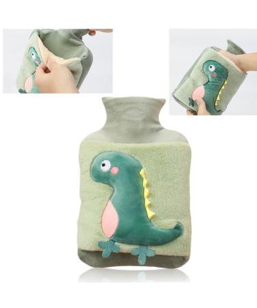 Mhwan hot bottle 2l large thickened plush heat bottle with cover 100% explosion -protected and litter -proof hot water bottle Children sweet dinosaurs can be inserted into the heat bottle Green dinosaurs