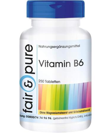 Fair & Pure - Vitamin B6 tablets 22.5mg - bulk pack - vegan - pyridoxine HCl - 250 tablets