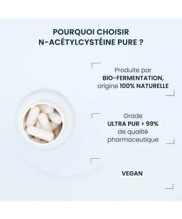 NAC N-Ac tylcyst ine pure - Pr curseur Glutathion - D toxification & Antioxydant - 600mg / 60 G lules - Bio-Fermentation Naturelle - Vegan Sans Additifs - Grade Pharmaceutique - 1 2 mois - Dynveo - Buy Online on GoSupps.com