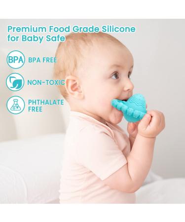 Baby Teething Toy for 0-6-12 Months - Egg & Ring Design Teether and Rattle Toy Gift for Newborns - Blue - Buy Online on GoSupps.com