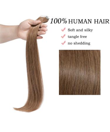 SEGO TAPE Hair Extensions Glue - 20 Remy Real Hair Tressen - Light Brown #6 (16/45cm) - Includes 10 Free Tapes - Premium Quality - Buy Online on GoSupps.com