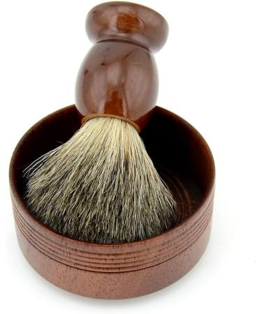 Pure Badger Hair Shaving Brush with Natural Wood Mug and Hand-Made Soap - Barber Set - Buy Online on GoSupps.com