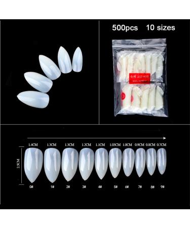 500pcs Almond-Shaped Nail Tips - Natural Artificial Fingernails for DIY Nail Art | 10 Sizes | International Shipping - Buy Online on GoSupps.com