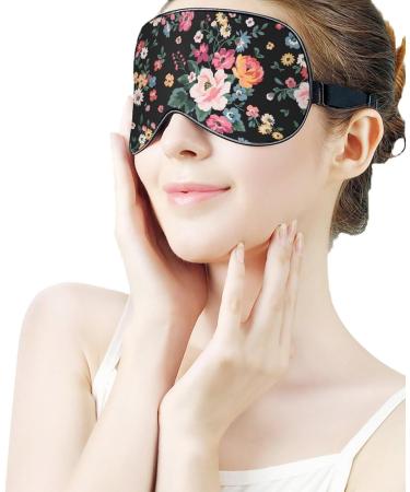 Fashion Flower Sleep Mask Eye Cover for Sleeping Blindfold with Adjustable Strap Blocks Light Night Travel Nap for Men Women - Buy Online on GoSupps.com