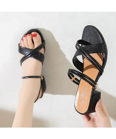 Buy XTZYGLFD Summer Sandals for Women - Fashionable Cotton Linen Zipper Slippers | Beach Stiletto Sandals in Black | UK Size 6 - Buy Online on GoSupps.com