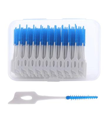 Interdental brushes blue dual -use dental dental sticks toothbrushes portable dental brush silicone silk for mouth cleaning (a box with 200 pieces)