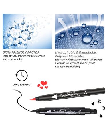 2 Pcs Heart-shaped Liquid Eyeliner Stamp Set - Waterproof, Smudge-proof & Long-lasting Double-side Ultra-Fine Eye Liners Pen - Red + Black - Makeup Tools with Quick Drying Formula - Buy Online on GoSupps.com