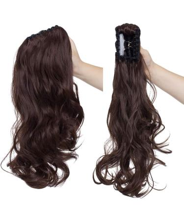 Medium Brown 18 Curly Wavy Claw Clip Ponytail Extension - Women's Hairpiece - Buy Online on GoSupps.com