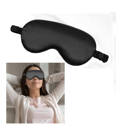 Natural Silk Sleep Mask with Adjustable Strap Elastic Blackout Eye Mask Sleeping Aid Blindfold Eyeshade for Full Night's Sleep Travel and Nap Super Soft and Smooth Eye Sleep Shade Cover (Pure Black)