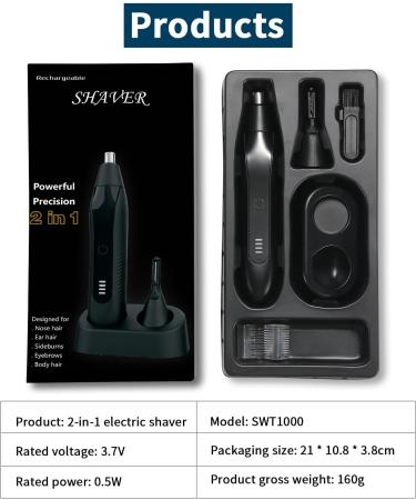 Nose Hair Trimmer for Men & Women | Multi-Functional Eyebrow & Ear Trimmer Set | Detachable Water-Washable & USB-C Fast Charging - Black - Buy Online on GoSupps.com