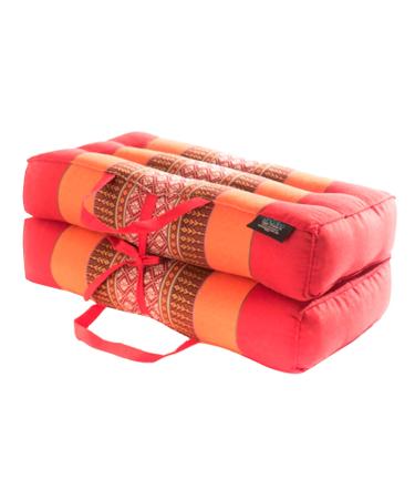 Zafuko Foldable Cushion - Organic Kapok Filling, use Folded and Unfolded for Meditation, Soft Yoga Prop, Portable Cushion Cherry/Peach