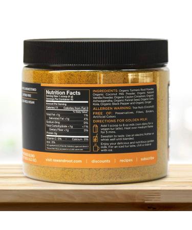 Tur Latte - USDA Organic Golden Milk Powder with Ceylon Cinnamon - 45 Servings 6.34 Oz - Anti-Inflammatory Superfood Mix - Vegan Keto Gluten-Free Unsweetened - Buy Online on GoSupps.com