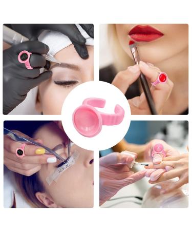 100PCS Pink Disposable Plastic Nail Art Tattoo Glue Rings Holder - Eyelash Extension Pigment Holders - Beauty Tools (Pink) - Buy Online on GoSupps.com