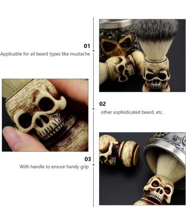 Beaupretty Skull Beard Brush - Manual Wooden Badger Razor for Men & Women - Perfect Shaving Soap Brush for All Hair Types - Buy Online on GoSupps.com