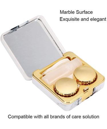 Portable Square Marble Surface Mirror & Reusable Contact Lens Case | SocialMe EU (Golden) - Buy Online on GoSupps.com
