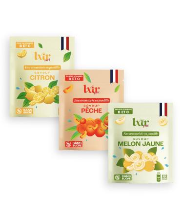 LXIR DRINK Flavored Water in Sugar Free Tablets - Multivitamin Drink - Rich in Vitamins C and B - Daily Hydration - Skin Beauty - Vitality - 36 a - Lemon/Peach/Melon