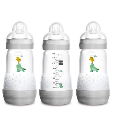 MAM Easy Start Anti-Colic Bottle  Baby Essentials  Medium Flow Bottles with Silicone Nipple  Unisex Baby Bottles  Designs May Vary  9 oz (3-Count)  3 Count (Pack of 1) Unisex