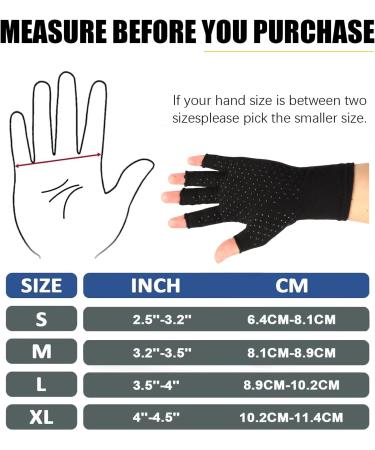 2 Pairs Arthritis Gloves Women Men Fingerless Compression Gloves for Pain Relief for Carpal Tunnel Typing Driving Black+Grey Small - Buy Online on GoSupps.com