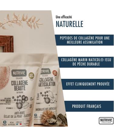 Joint Marine Collagen - Enriched with Manganese & Vitamin C - Hydrolyzed Naticol Collagen Type 1-10 000 mg - Optimal Assimilation - Joint Mobility - Made in France Nutrivie - Buy Online on GoSupps.com
