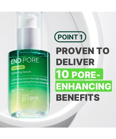 MAKE P:REM End Pore Vegetinol Tightening Serum, Pore Tightening Bakuchiol Serum with Vegan Collagen and Vitamin B Complex for Sensitive Skin, Korean Skin Care, 1.69 Fl. Oz, 50ml - Buy Online on GoSupps.com