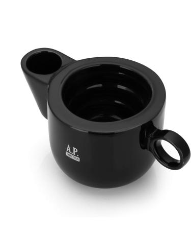 AP Donovan Shaving Bowl | Double-Walled Porcelain Soap Dish | Black Shaving Foam Whipper | International Shipping Available - Buy Online on GoSupps.com