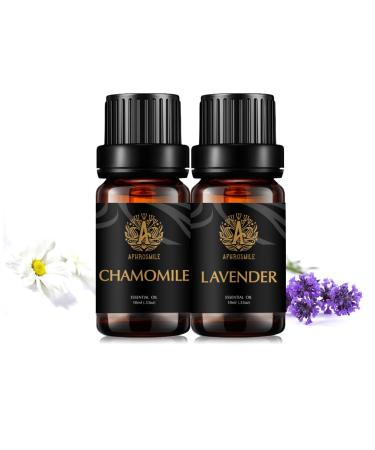 Aromatherapy Lavender Essential Oils Set 100% Pure Chamomile Essential Oils Lavender Scent Set 2x10ml Therapeutic Grade Chamomile Aromatherapy Essential Oils Lavender Fragrance Kit for Diffuser