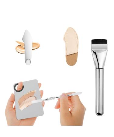 Makeup Mixing Palette Set Professional Facial Makeup Tools Foundation Brush Stainless Steel Cosmetic Scraper Spatula for Mixing Foundation Makeup Artist Tools