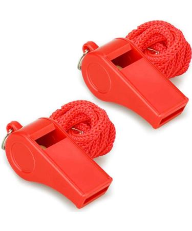 Fya Whistle, Red Emergency Whistle with Lanyard, 2PCS Super Loud Plastic Whistles Perfect for Self-Defense, Lifeguard and Emergencies