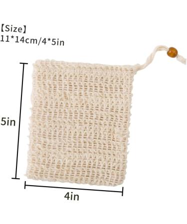 WOONEKY 4pcs Handmade Soap Bag Natural Sisal Soap Saver Soap Pouch Mesh Bags Cotton Linen White - Buy Online on GoSupps.com