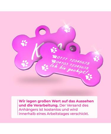 Personalized Bone-Shaped Pet Pendants | Ibera Gifts - Custom Engraved Collars for Dogs & Cats (Pink Paws) - Buy Online on GoSupps.com