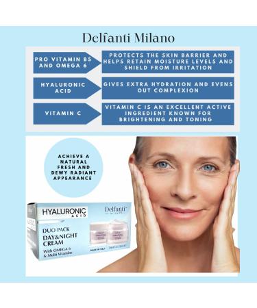 Delfanti Milano HYALURONIC Age Defying DUO pack Day + Night Creams Face Neck D collet Moisturizing Cream for Firming Tightening and Wrinkles Made in Italy - Buy Online on GoSupps.com