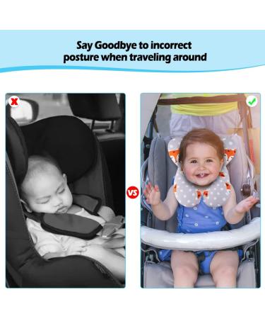 KAKIBLIN Baby Travel Pillow - Gray Fox Design - Neck and Head Support for Car Seat and Pushchair - Buy Online on GoSupps.com