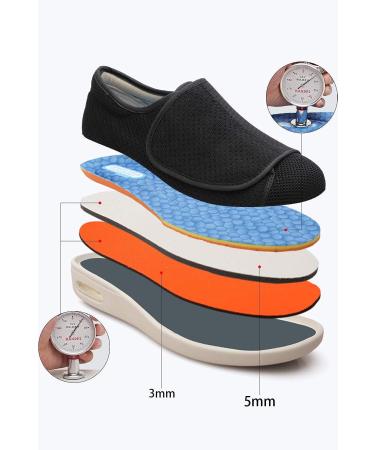 Women's Wide Width Diabetic Walking Shoes - Adjustable Comfort for Plantar Fasciitis, Bunions, Arthritis - 10.5 Wide Black - Buy Online on GoSupps.com