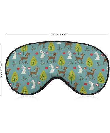 Deer and Rabbit Pattern Sleep Mask Eye Cover for Sleeping Blindfold with Adjustable Strap Blocks Light Night Travel Nap for Men Women - Buy Online on GoSupps.com
