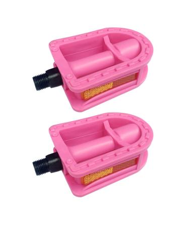 Upgraded Kid's Bike Pedal 1/2-Inch Bike Pedals 1 Pair Kids Spindle Pedals Resin fit 12" 14" Youth Bikes Pink