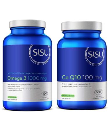 Omega 3 1000mg 150 soft gels & Co Q10 100 mg 100 VC (Pack of 1) Nutritional Supplement+ SISU Co Q10