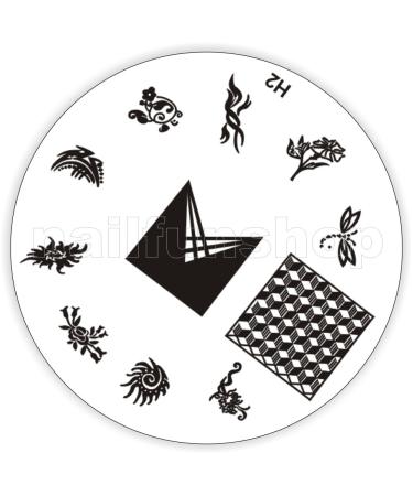 Stamping stencil H2 - flowers hearts ornaments French full cover etc.