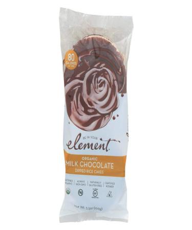 ELEMENT, Rice Cake, Og2, Milk Choc, Pack of 6, Size 3.5 OZ, (Low Carb Gluten Free Kosher Low Sodium Vegan Wheat Free Yeast Free 95%+ Organic)