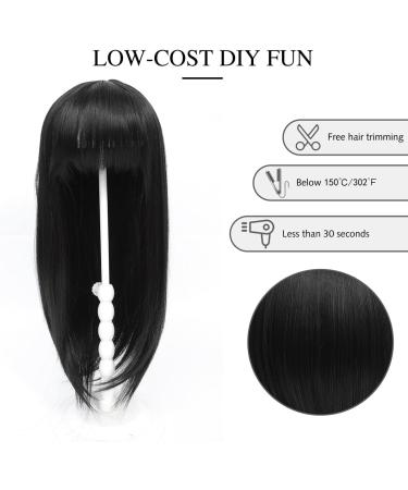 Yamel 18 Inch Black Hair Topper with Bangs | Synthetic Hairpieces for Women with Thinning Hair - Buy Online on GoSupps.com