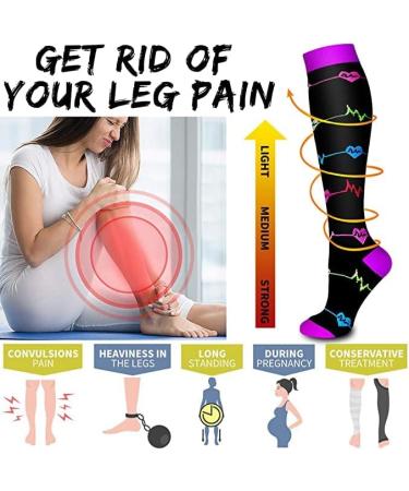 Compression Socks 7 Pairs for Men & Women | 15-20 mmHg Circulation Support | Ideal for Athletic, Nurse, Medical, Running | S-M Multicolor - Buy Online on GoSupps.com