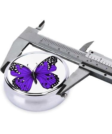 Cute Purple Butterfly Round Pill Box | 3 Compartment Portable Travel Medicine Organizer - Mini Decorative Pill Case for Vitamins & Tablets - Buy Online on GoSupps.com
