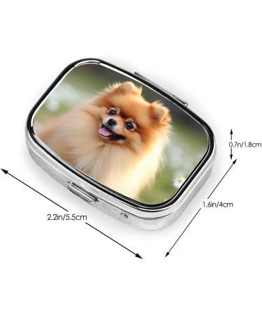 Shop Cute Pomeranian Dog Printing Pill Case - 2 Compartment Small Travel Organizer for Purse & Gifts - Buy Online on GoSupps.com