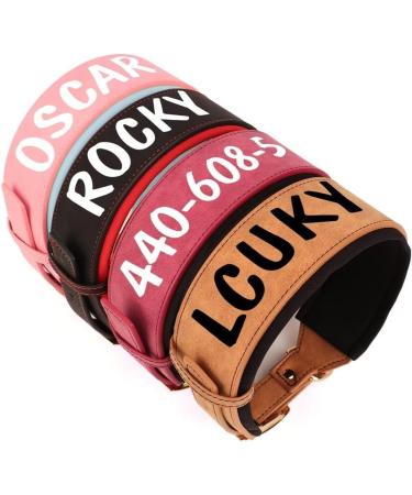 Personalized PU Leather Dog Collar for Big Dogs | Soft Thick Padded | Custom Name for Rottweiler & Mastiff | Red XL (Neck 48-58cm Width 5cm) - Buy Online on GoSupps.com